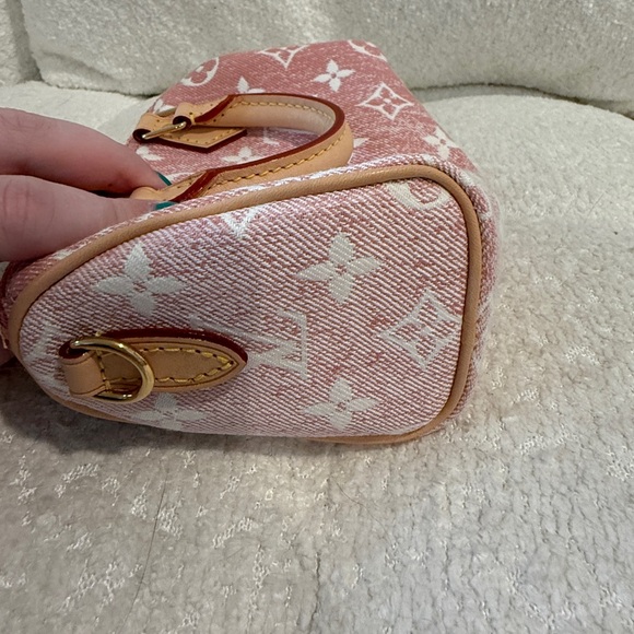 New Louis Vuitton Pink Denim Nano Speedy - Picture 7 of 13